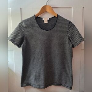 Brooks Brothers Black and White Striped Women's Tee Size Large